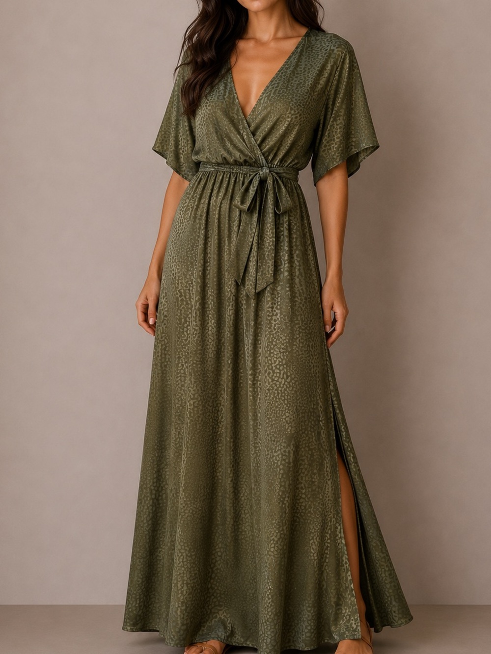 Baltic Born Savannah Kimono Green Printed Maxi Dress XXL